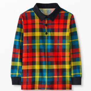 Hanna Andersson Holiday Rugby Shirt - Size 5- Rainbow Plaid